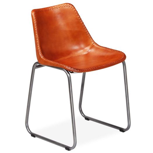 Dining Chairs 6 pcs Brown Real Leather