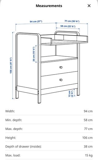 IKEA Baby Changing Table Chest of Drawers Like New