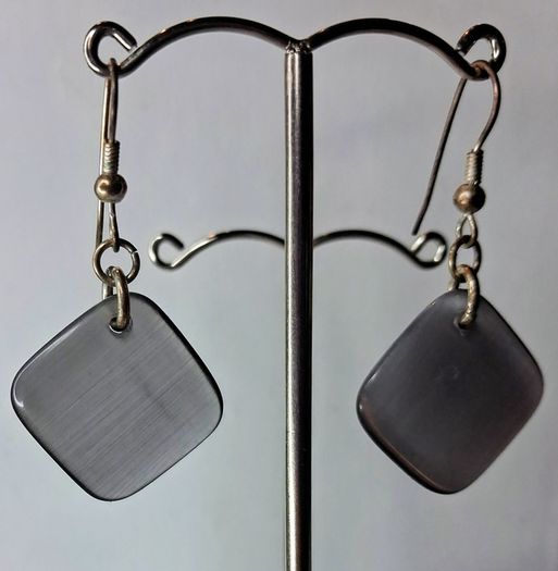 Steel Grey Mosaic Diamond Drop Earrings