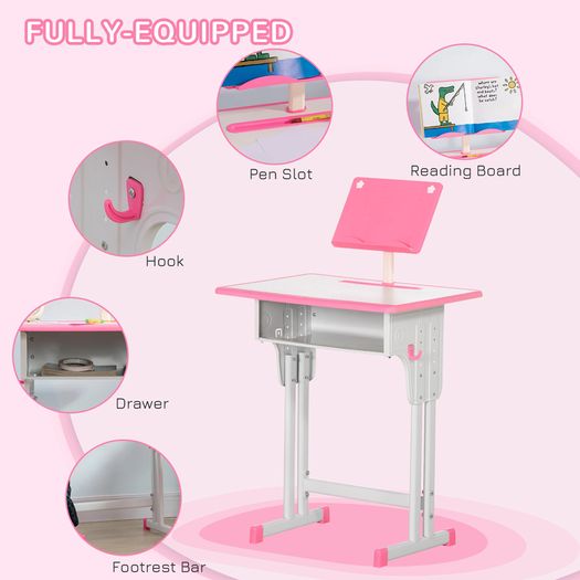 Kids Desk and Chair Set Adjustable Book Stand, Pen Slot