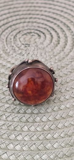 Rare Vintage Polish Rytosztuka Silver & Baltic Amber Ring