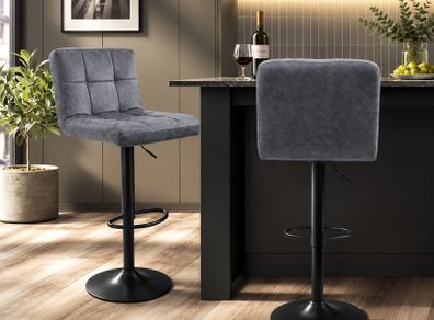 Set of 2 Bar Stools Faux Leather