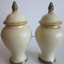 Pair of Vintage Porcelain Staffordshire  Miniture  Vase Urns Handpainted 5 inches Image 3