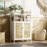 Bamboo Cabinet, Bathroom Storage Cabinet with Rattan Doors, Freestanding Floor Cupboard Image 3