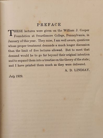 The Essentials Of Democracy. By A.d.lindsay. First Editions 1929 Hardback In Good Condition. 35.