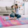 Round Rugs Living Room 120x120 cm  Fluffy Shaggy Rainbow Area Rugs for Bedroom, Lounge Modern Super Soft Non Slip Rug Washable Floor Carpets Bedside Rug for Kid Room Image 4