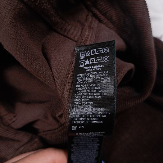 Marks & Spencer Dark Chocolate Brown Corduroy Front Pocket Flared Leg Trousers 20UK/48EU