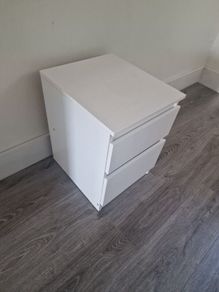 White Two Drawer bed side cabinet - Good condition