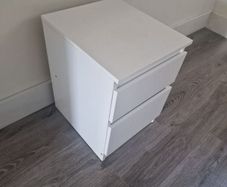 White Two Drawer bed side cabinet - Good condition