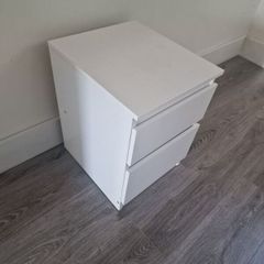 White Two Drawer bed side cabinet - Good condition