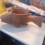 Large Koi Carp  Vintage Planter Wooden Handcarved Image 5