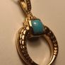 Gold Plated Sterling Silver Turquoise Cresent Shaped Pendant Image 4