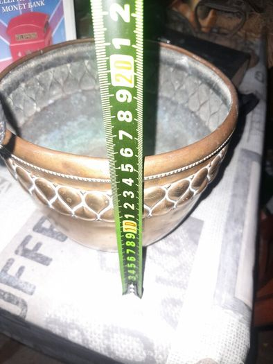 Antique Brass Planter Jardiniere with Embossed Motifs Like Teardrop Pattern, Postage Available or Collection in Rochfortbridge Westmeath