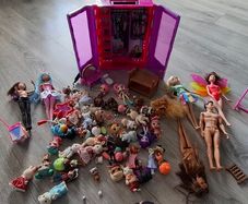 mixture of barbies, sullivian families and lols dolls