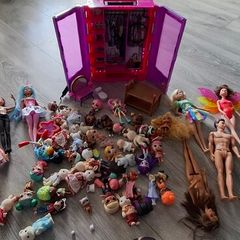 mixture of barbies, sullivian families and lols dolls