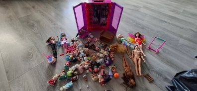 mixture of barbies, sullivian families and lols dolls