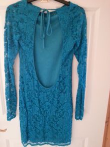 John Zack Blue Lace Open Back Dress - Size 8