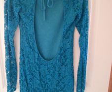 John Zack Blue Lace Open Back Dress - Size 8