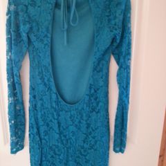 John Zack Blue Lace Open Back Dress - Size 8