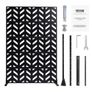 Metal Privacy Screen, 47" W x 72" H, Outdoor Privacy Screens 5-Panel, Freestanding Outdoor Divider with Stand, Decorative Garden Steel Privacy Fence for Balcony Patio Indoor Room Black Image 8