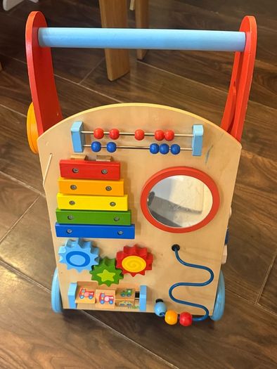 wooden baby walker