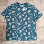 Primark Teal T-Shirt Floral/Flower Print Men XL 44-46 in 109-118 cm 100% cotton Image 3