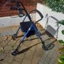Blue four-wheel rollator with seat and storage bag : BARGAIN Image 3