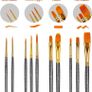 10PCS Paint Brushes Set Nylon Hair Brush for Acrylic Painting Oil Painting Watercolor Painting Gouache Painting Face Painting Image 3