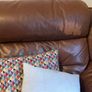 Leather electric recliner sofa with matching armchair and footstool Image 4