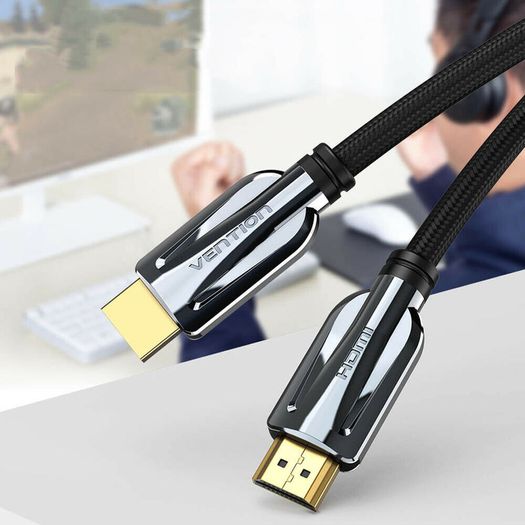 VENTION 3M Premium HDMI 2.1 UHD/3D 8K (7680x4320@60Hz) 48Gbps Luxury Model (Zinc Alloy/Cotton Braided/Gold Plated) Cable (Brand New/Warranty)