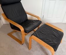 Ikea Poang Leather Chair & Footstool