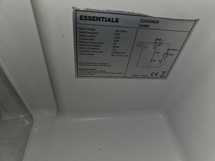 White under-counter fridge