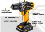 20V MAX Cordless Drill Power Tools Wireless Drills Rechargeable Drill Set for Electric Screwdriver Battery Driller Tool