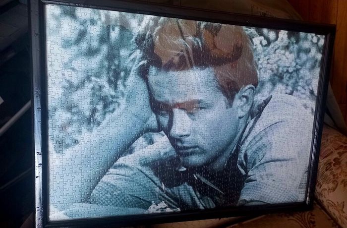 Vintage framed 1980s Jigsaws of two Legends James Dean and Elvis Presley  in very good condition made and framed great!