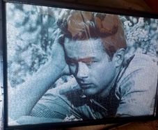 Vintage Framed 1980s Jigsaws of two Legends James Dean  and Elvis Presley  in very good condition made and Framed Great