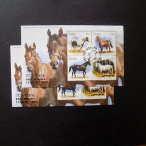 Irish Horses 2011.Two Mini Sheets.Both Overprinted for RDS Stampa fair 2011.One Canceled at Fair.
