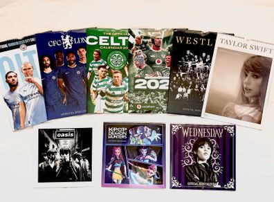 Official 2026 Sports & Music A3 Wall Calendars (New & Sealed)