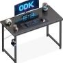 100x48 cm Desk, Small Computer Desk for Home Office, Study Office Table with Headphone Hooks for Small Space, Easy Assembly, Black Image 3