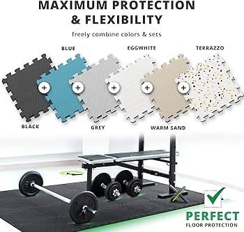 FREE SHIPPING Soft Foam Floor Mat - 18 Pieces Protective Gym Flooring Set, Exercise Mats EVA Puzzle Rubber Tiles, Ground Surface Protection Workout