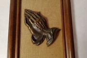 Vintage Italian Framed Brass Praying Hands