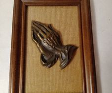 Vintage Italian Framed Brass Praying Hands