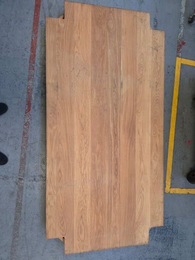 Solid Oak Dining Table with Removable Glass Top