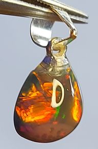 Ethiopian Fire Opal Pendant 2 ct on 925 Silver