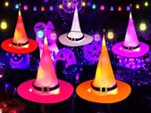 Halloween Decorations Witch Hats, 5pcs Hanging Glowing Witch Hats, Waterproof Lighted Witch Hat for Outdoor, Indoor, Garden, Yard, Halloween Party, Tree, Cosplay (5 Pcs)