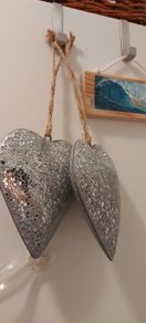 Rustic two heart mosaic mirrors