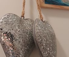 Rustic two heart mosaic mirrors