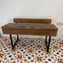 Vintage Oak School Desk with Cast Iron Frame and Bench Image 3
