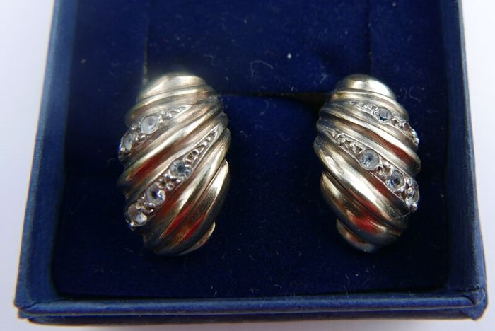Vintage Sterling Silver  Earrings 1980s Gold Plated Shell Design 4,70g