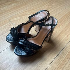 Malone Souliers Mia Platform Sandals Sz 3UK 36 Black Croc-Embossed Designer Lux