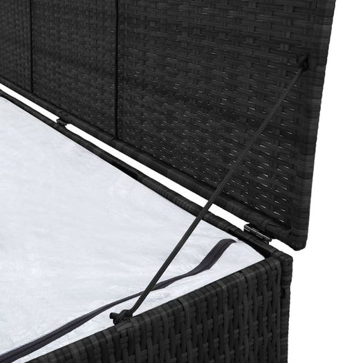 Garden Storage Box Black 150x50x60 cm Poly Rattanv